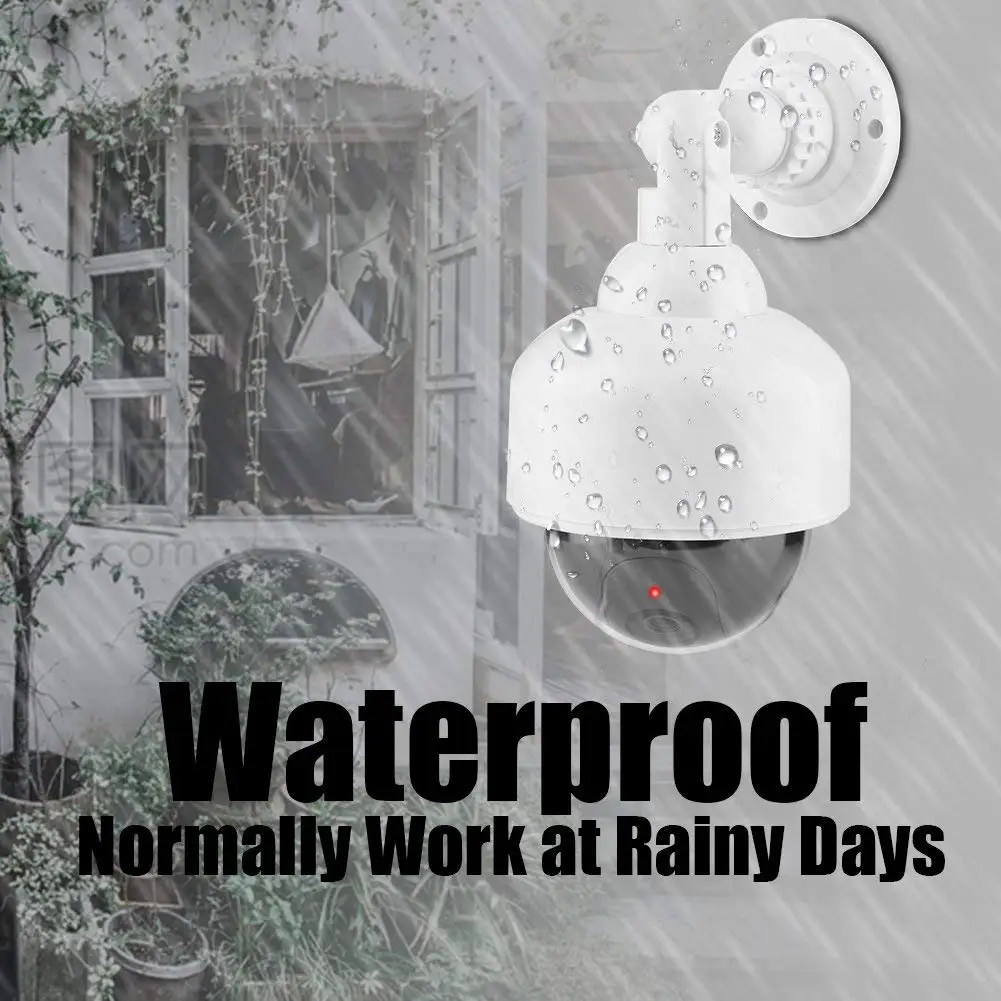 

Dummy Security Camera Dome Shape Blinking Fake Security Camera 360 Rotation CCTV Camera Solar & Battery Power Supply
