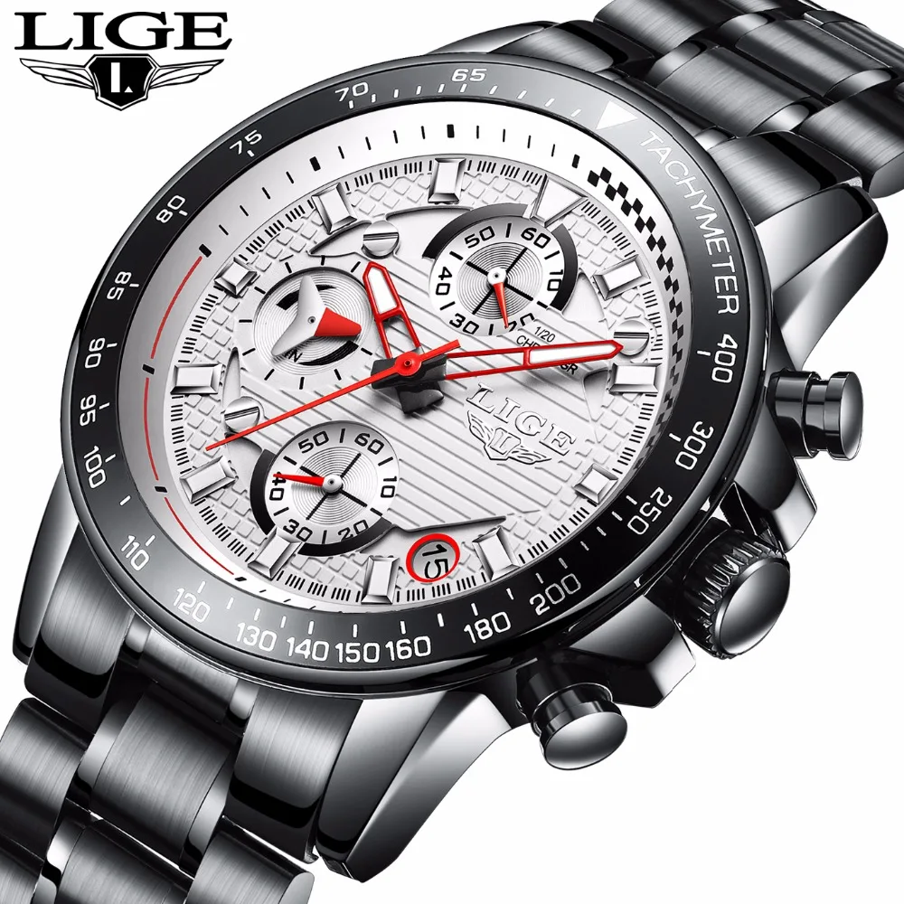 

New LIGE Luxury brand watches men casual fashion waterproof full steel quartz men watch shock resistant clock relogio masculino