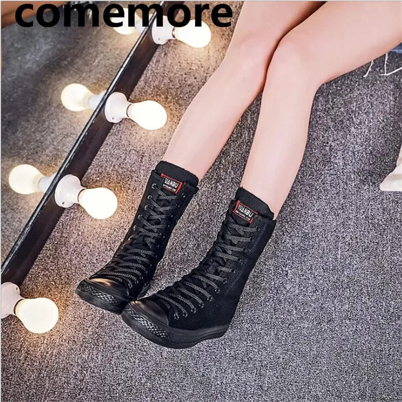 

Outdoor soft bottom breathable comfortable casual wild new short tube front tie side zipper canvas casual shoes
