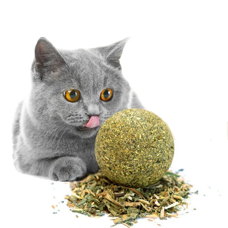 

Pet Cat Natural Catnip Treat Ball Favor Home Chasing Toys Healthy Safe Edible Treating