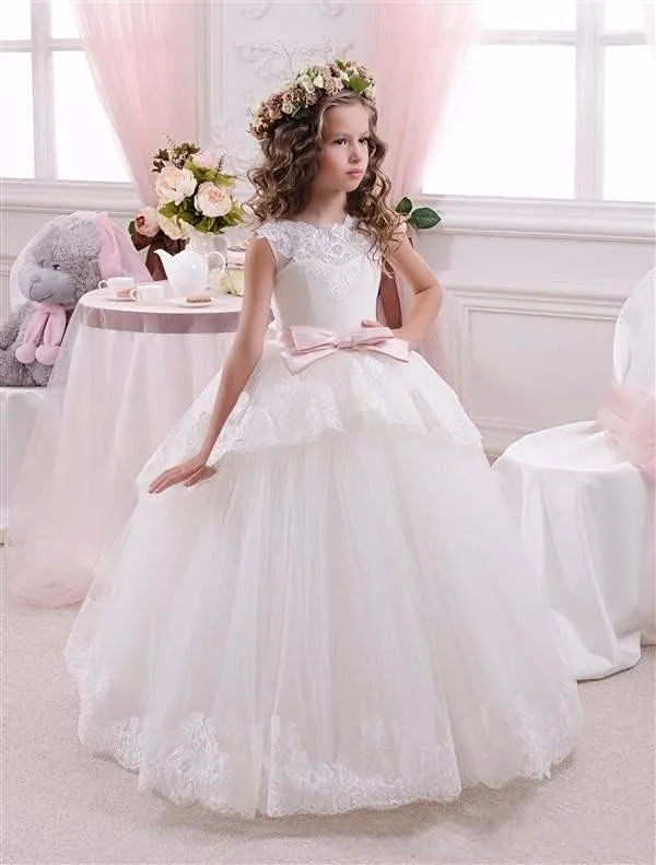 Elegant%20Ball%20Gown%20Little%20Girl%20Flower%20Girl's%20Dresses%20For%20Wedding%20Party%20Princess%20Sashes%20Pink%20Bow%20Floor%20Length%20Organza%20Pageant%20Formal%20Dresses