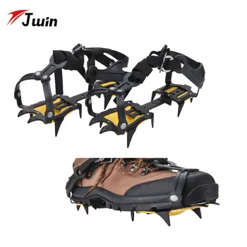

Jwin 10 Teeth Claws Crampons Shoes Non Slip High Quality Adjustable Ice Gripper for Outdoor Ski Ice Snow Hiking Climbing