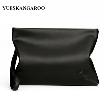

YUES KANGAROO New Brand Men Clutch bag Business Soft Leather Black Large Capacity Cell Phone Purse Man Handy Bag Long Wallets