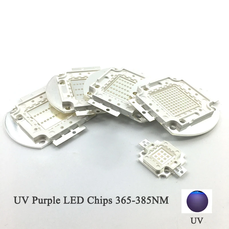 

High Power UV Purple LED Chips 365nm 385nm COB Ultraviolet Lights 10W 20W 30W 50W 100W LED Lighting Accessories