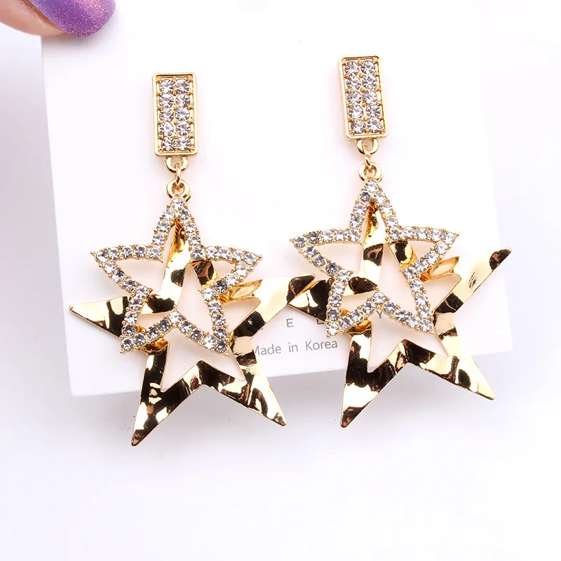 

Double Pentagonal Star Earrings Korean Geometric Earrings for Women Aretes earings fashion jewelry