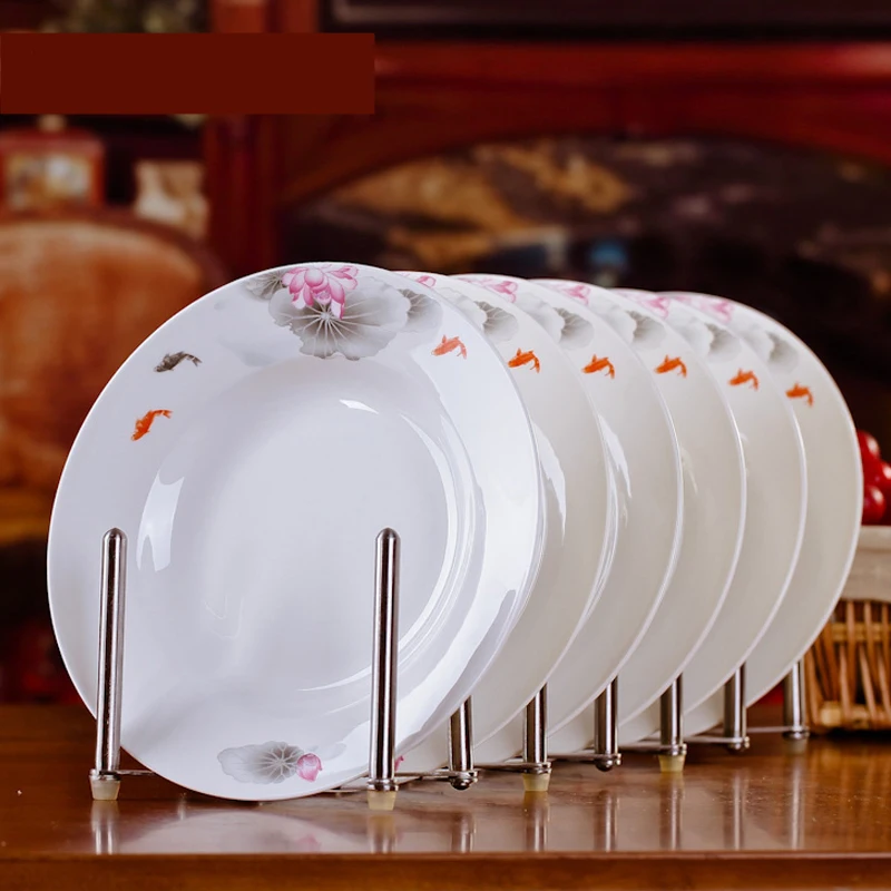 6pcs Chinese Style Jingdezhen Bone Ceramic Tableware 8*inch Deep Rice