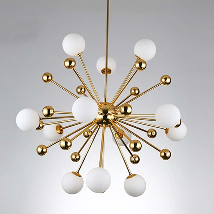 Скандинавский светодиодный Золотой подвесной светильник, современный креативный подвесной светильник с одуванчиком, белый стеклянный шар, подвесной светильник для столовой, кухни