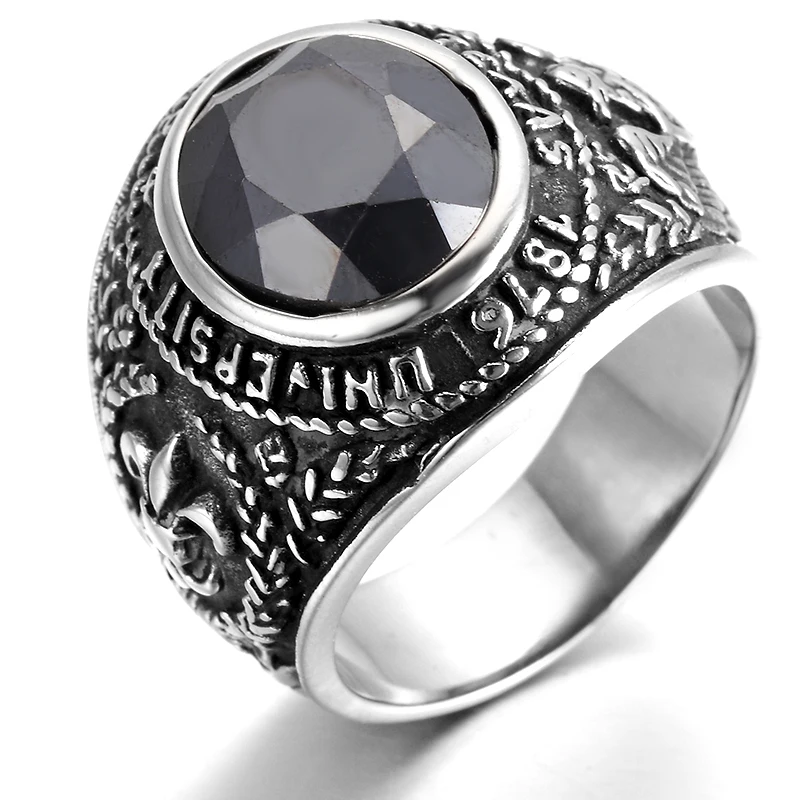 Heavy Vintage Stainless Steel Biker Men's Ring R916in Rings from