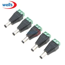 100 шт./лот DC разъем питания штекер адаптер 5,5x2,1 мм для камеры видеонаблюдения 2pin 5050 3528 одноцветный светодиодный светильник