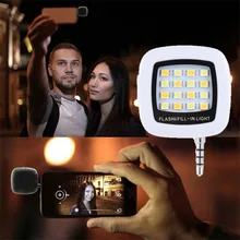 Портативный Перезаряжаемый светодиодный светильник 16 для селфи-вспышки для iPhone, samsung, htc, LG, Xiaomi, Объектив 3,5 мм