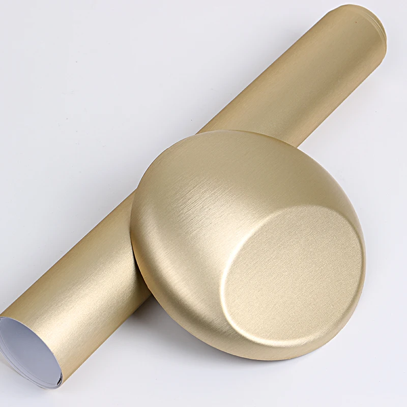 1.52x20m air free bubbles new Brass color Brushed Matte Pearl carbon