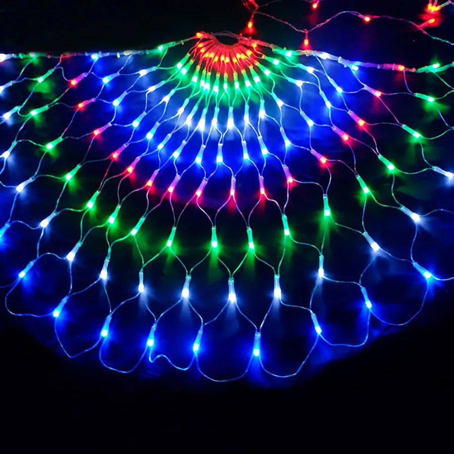 

BEIAIDI 3M 444LED 3pcs Peacock Christmas Mesh Net Fairy LED String Outdoor Wedding Window Icicle Fairy String Light Garland