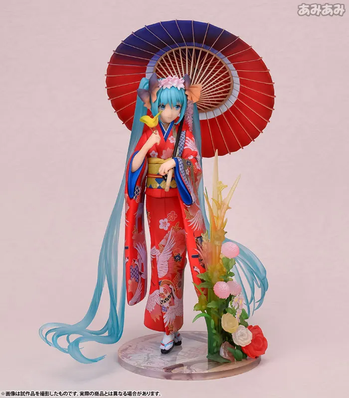 

23cm pvc Stronger Kimono Hatsune Flower Suit Miku cute pretty advanced Collection statue