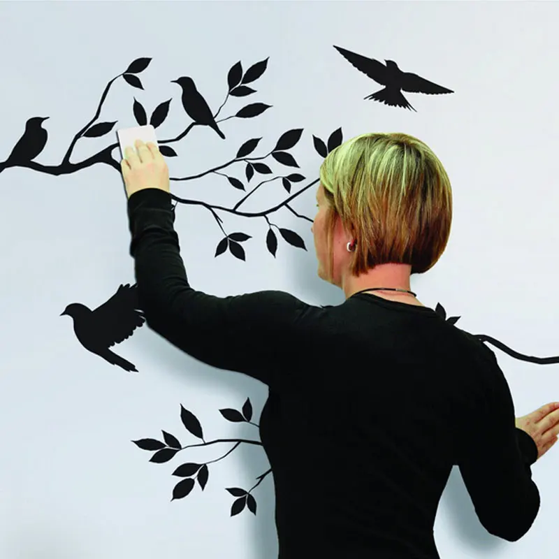 

Tree and Bird Wall Stickers DIY Vinyl Art Wall Decals Living Room Removable Art Mural Home Decoration Product KO602661