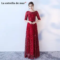 Robe demoiselle d'honneur2018 кружевной сексуальный v-образный вырез с коротким рукавом, красный, тёмно-голубое платье для подружки невесты; большие