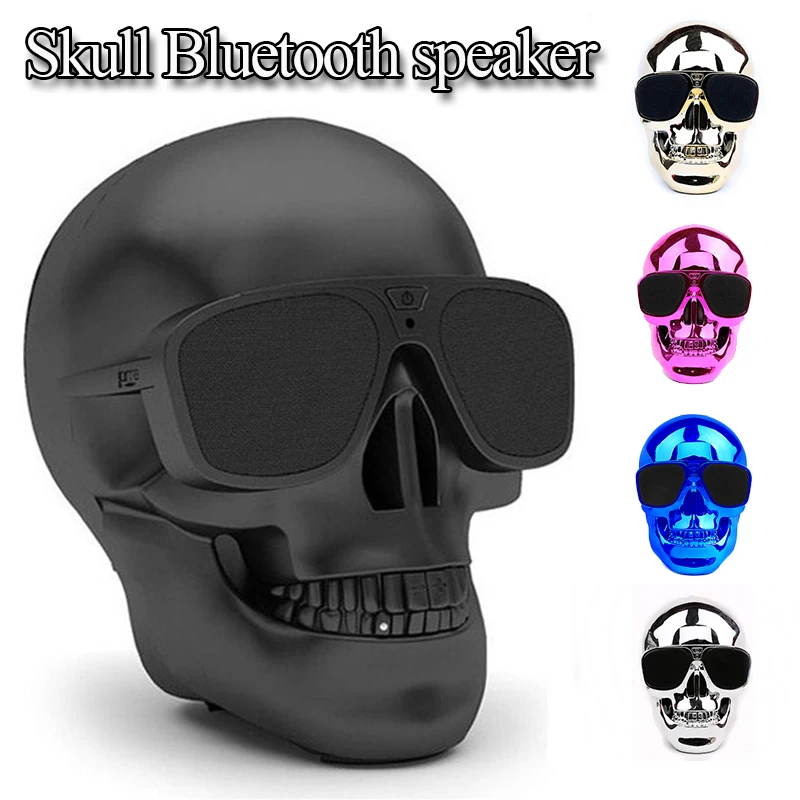 Portable Wireless Bluetooth Speaker Skull HiFi Bass Stereo Music Player NFC 15W