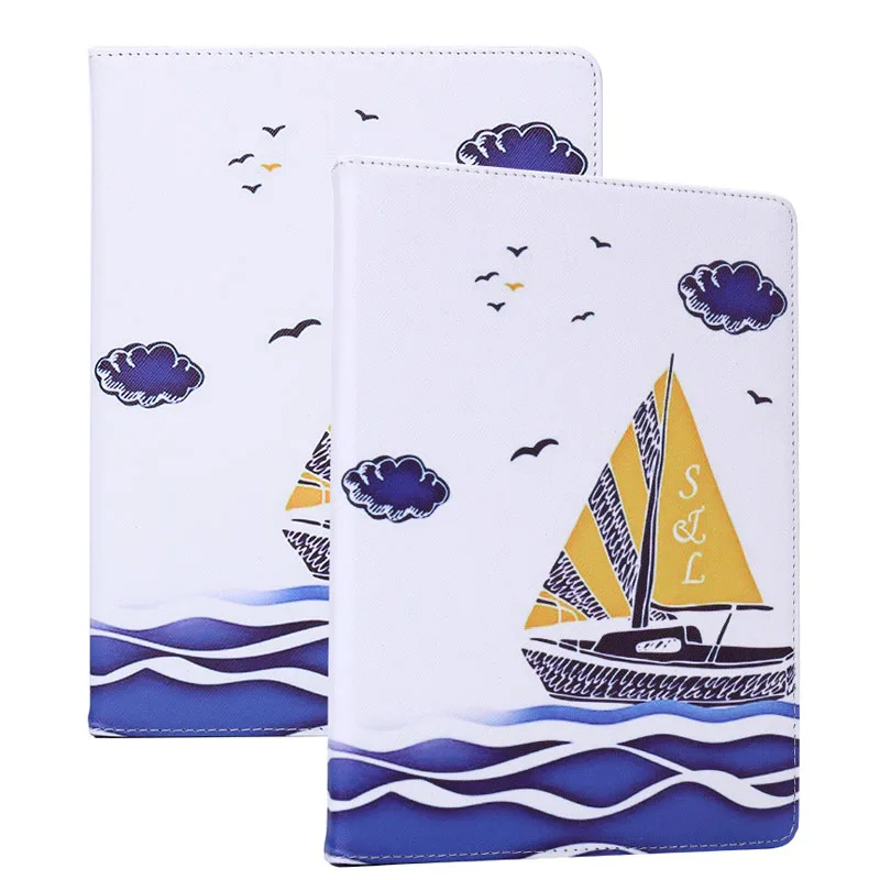 

Fashion illustrations hard silicone Case For ipad Air 3 2019 PU Leather Cartoon Stand Smart Cover Case For ipad Pro 10.5 2017