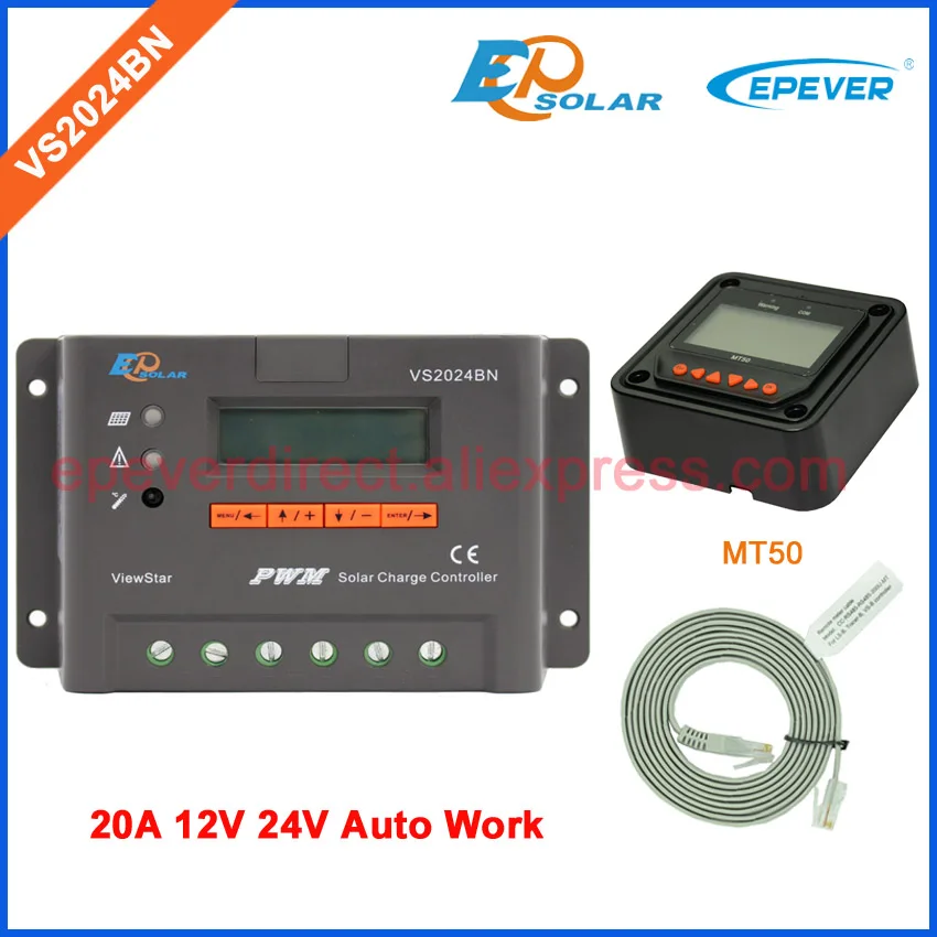 

Controller with MT50 remote meter in white and black colors EPEVER Solar battery Solar regulator VS2024BN 24V 20A