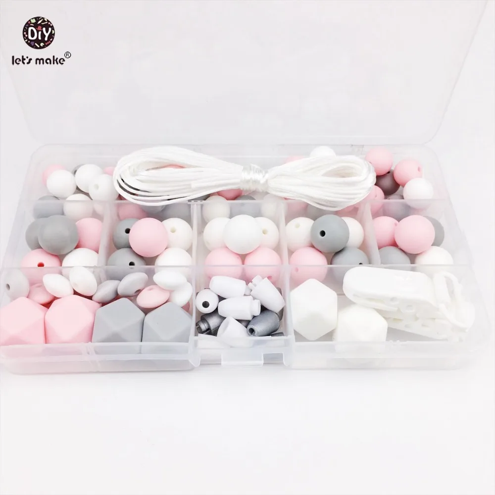 

Let's Make Baby Teething Accessories DIY Crafts Beads Set Teething Jewelry Hand Made Pacifier Clip Baby Chew Silicone Beads