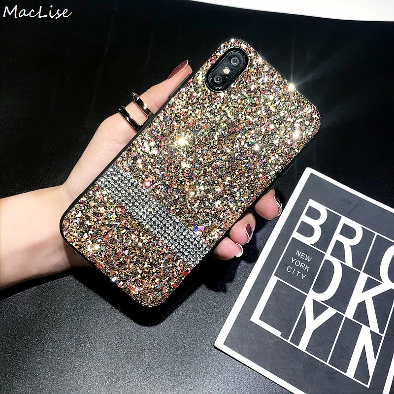 

Luxury Phone Case For iPhone X Shiny Bling Glitter Case Cover For iPhone 6 6s 7 8 Plus Handmade DIY Diamond Case