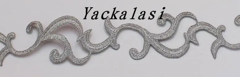 YACKALASI, 3 ярда/штука, Золотая лента, аппликация, кружево, вышитая тесьма, кружево, железо, Venise, металлическая лента, ширина 4,2 см - Цвет: Silver