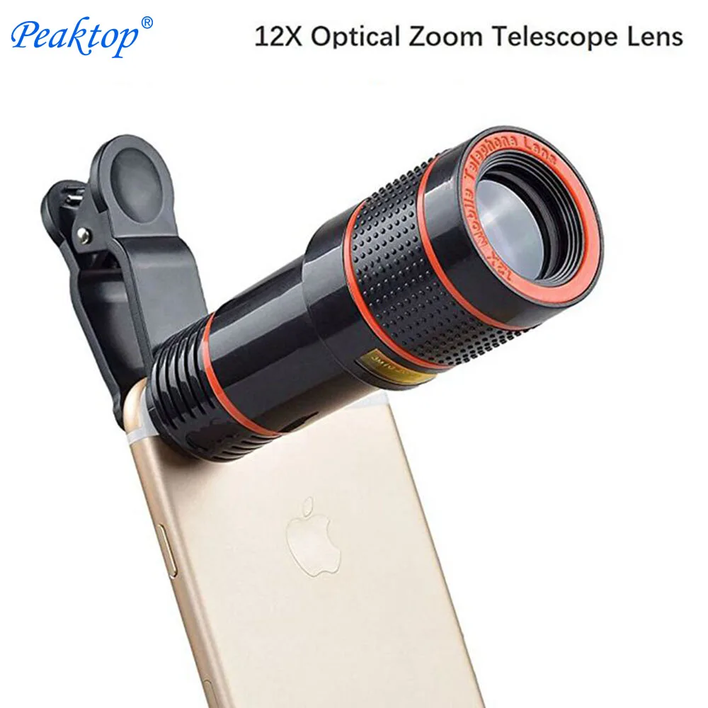 

Cell Phone Camera Lens 12X Zoom Telephoto Universal Clip On Lens Kit for iPhone X/8/7//6S/6 Plus and Android For xiaomi samsung