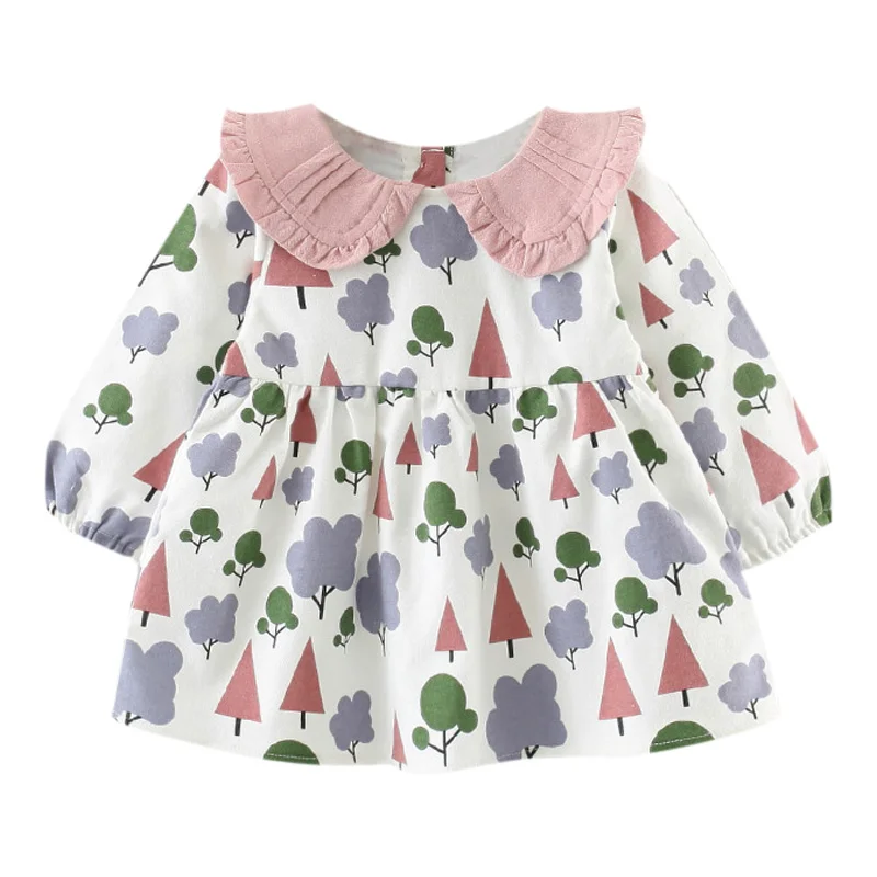 

Baby Girl Cute Sweet Casaul Cartoon Pattern Lapel All-match Long Sleeveless Dress