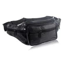 New Vintage Véritable Cuir Hommes Taille Sacs Vachette Travle Ceinture Portefeuilles Noir Sac Fanny Pack Téléphone Porte-Monnaie