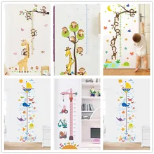 Милые животные Обезьяна Жираф подводный высота мера наклейки на стену Наклейка Дети виниловые обои Фреска девочка мальчик рост комнаты