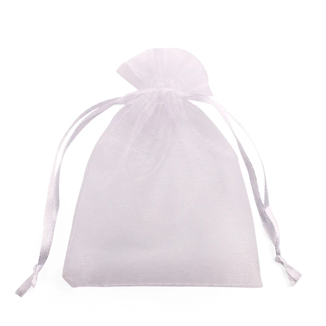 50Pcs/lot 7x9 9x12 10x15 13x18CM Organza Bags Jewelry Bag Wedding Party Decoration Drawable Bags Gift Pouches Jewelry Packaging white