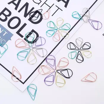 

50 pcs Metal Material Drop Shape Paper Clips Kawaii Bookmark book clip rose gold paper clips Marking Clips photo holder clip