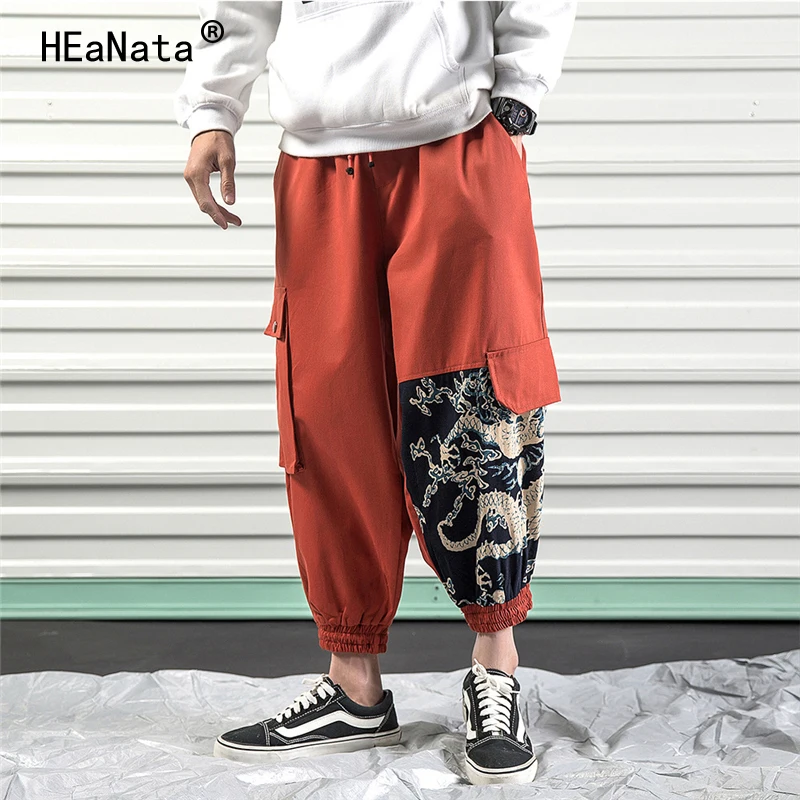 

Spring New Chinese Street Style Patchwork Cargo Pants Men Joggers Sweatpants Hip Hop Pants Men Clothes 2019 Streetwear Men Pants
