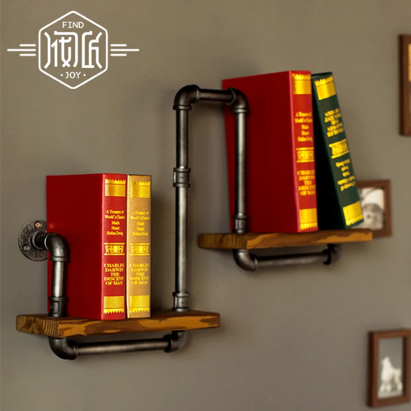 شحن مجاني الحديد الخشب الأمريكية البلاد الأنابيب المعدنية رف الرجعية الرف رفوف معرضا الصناعية أنابيب خزانة Shelf-Z21