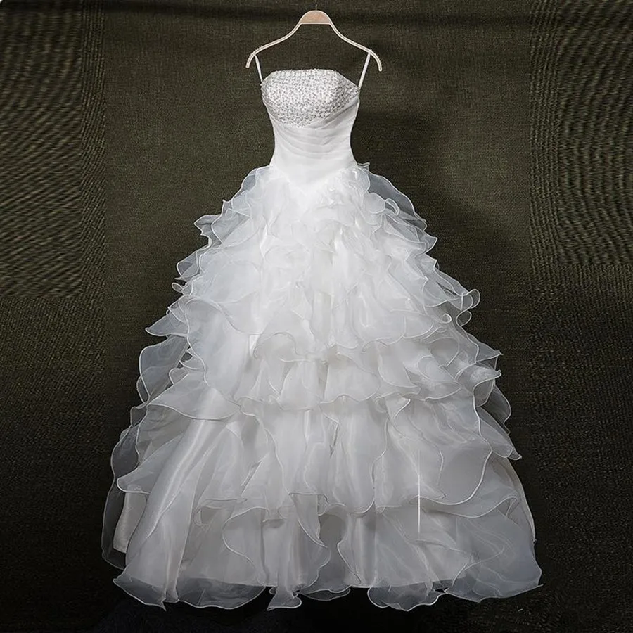 Ball font b Gown b font 2017 Ruffles Organza Long font b Wedding b font Dresses