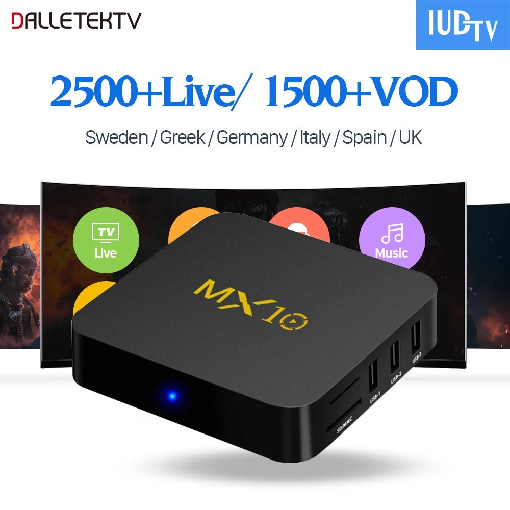 IPTV Italy TV Receivers MX10 Android 7.1 With IUDTV Subscription 1 Year IPTV Italy UK Germany Spain Sweden Spain Portugal IPTV