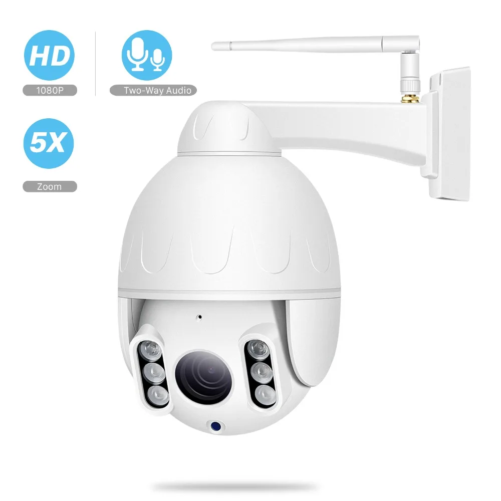 

BESDER Outdoor Mini PTZ 5X Optical Zoom IP Camera 1080P Wifi Speed Dome Camera Two-way Audio 60M Night Vision Wireless P2P