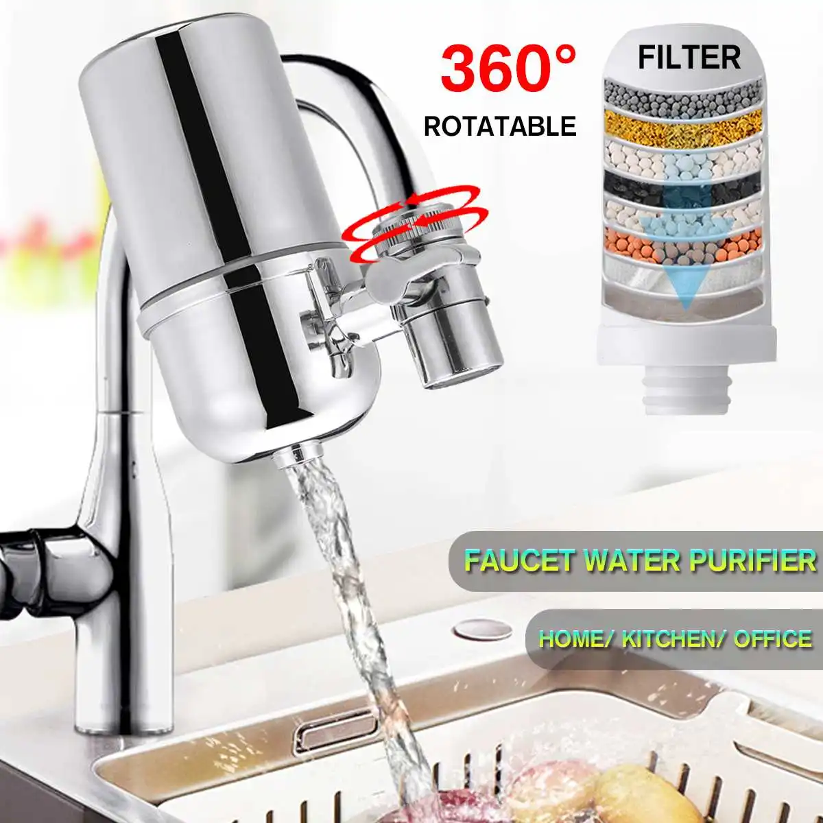 Tap Water Purifier Kitchen Faucet Washable Ceramic Percolator Mini Water Filter Rust Bacteria Removal Replacement Filter