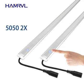 

2pcs dimmable touch switch Kitchen led under light DC12V 5050 LED Hard Rigid Strip Bar Light +U aluminium+flat cover 50cm