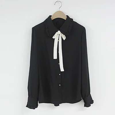 sexy blouses for women Bow Shirts Woman Long Sleeve Button Chiffon Blouse Women 2020 New Embroidery Blouses Butterfly Sleeve Casual White Shirt Femme black long sleeve top Blouses & Shirts