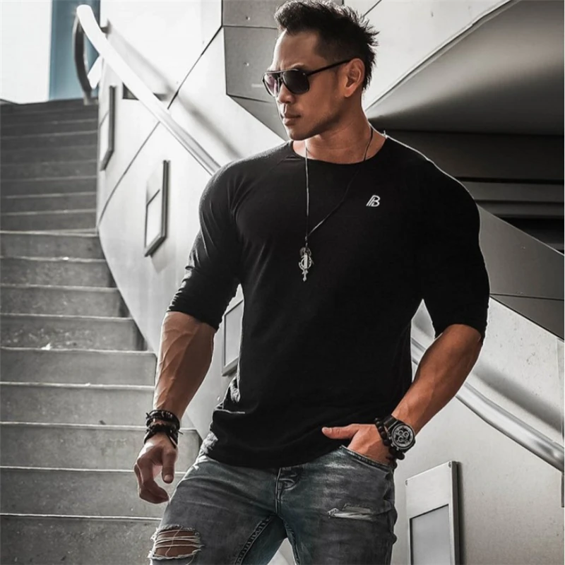 

Men's fashion T-shirt brand vanquish2019 spring and summer casual sports men's T-shirt long-sleeved gym cotton T-shirt