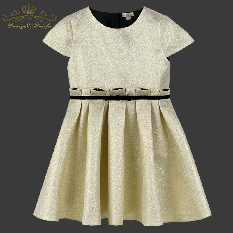 

Domiya&Fakifii Girl Dress Princess Costume 2018 Brand European and American Style Gold Kids Clothes Girls Dresses Children Dress