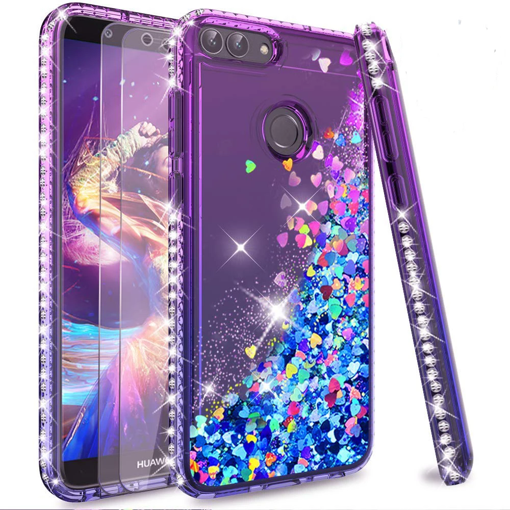 Роскошный блестящий чехол со стразами для Huawei P Smart Enjoy 7S плавающий Блестящий