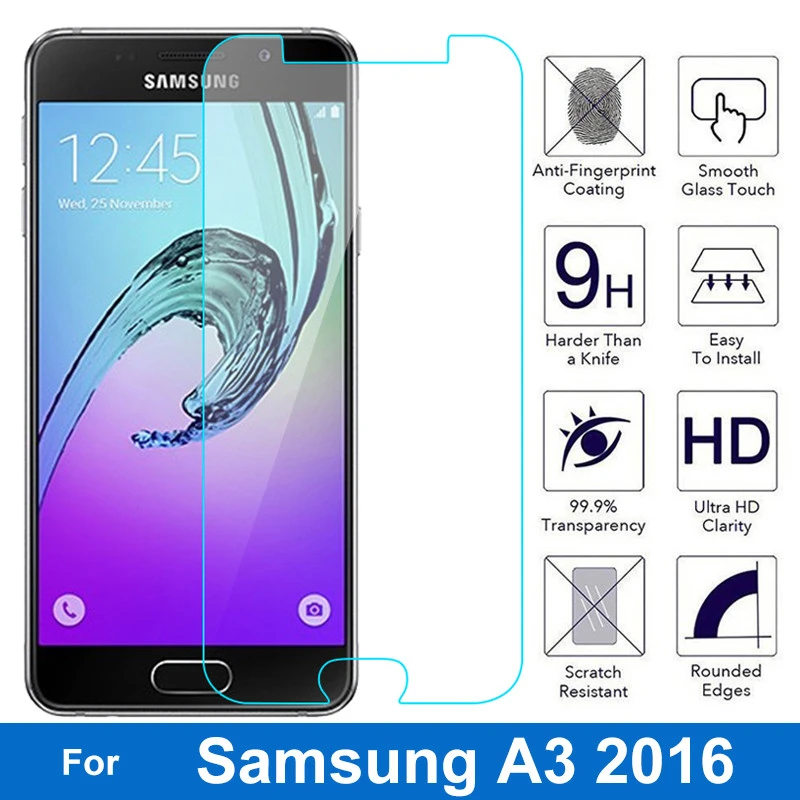 Claro vidrio Templado HD Protector de pantalla para Samsung Galaxy A3 A310 A310F 2016 
