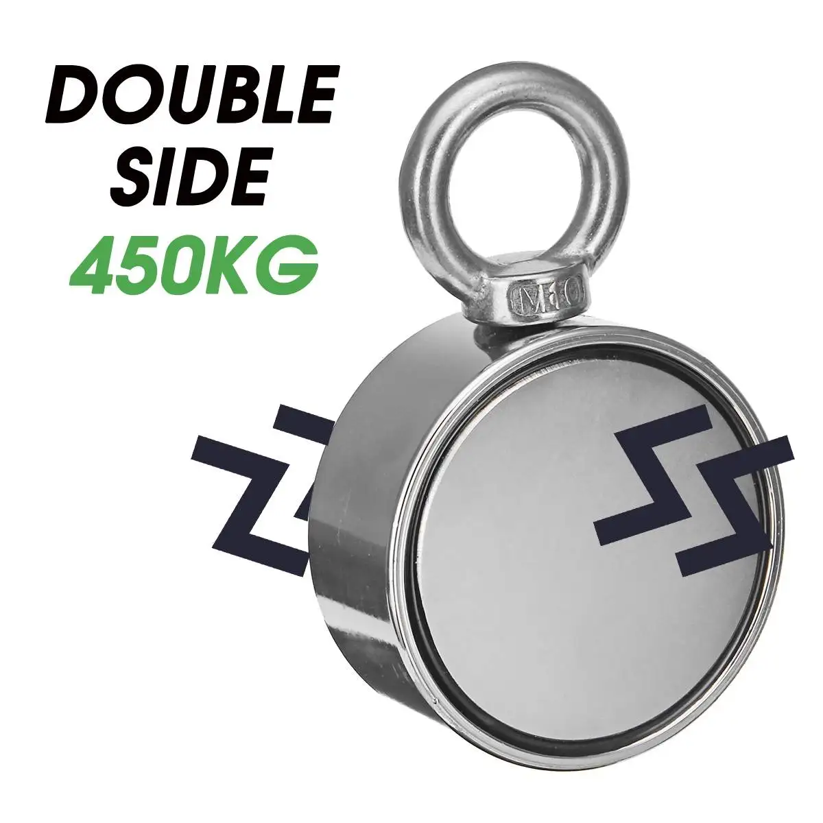 

Double Side 420kg D75mm Neodymium Fishing Salvage Recovery Magnet For Detecting Metal Treasure Powerful Magnetic Ring Hole