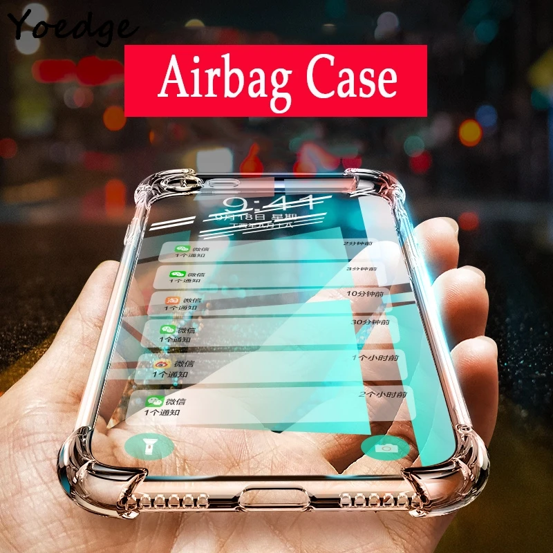 

Airbag TPU Case For iPhone XS Max XR X 10 Crystal Shockproof Cover For Apple iPhone 7 8 6 6S Plus 5 5S SE Transparent Phone Case