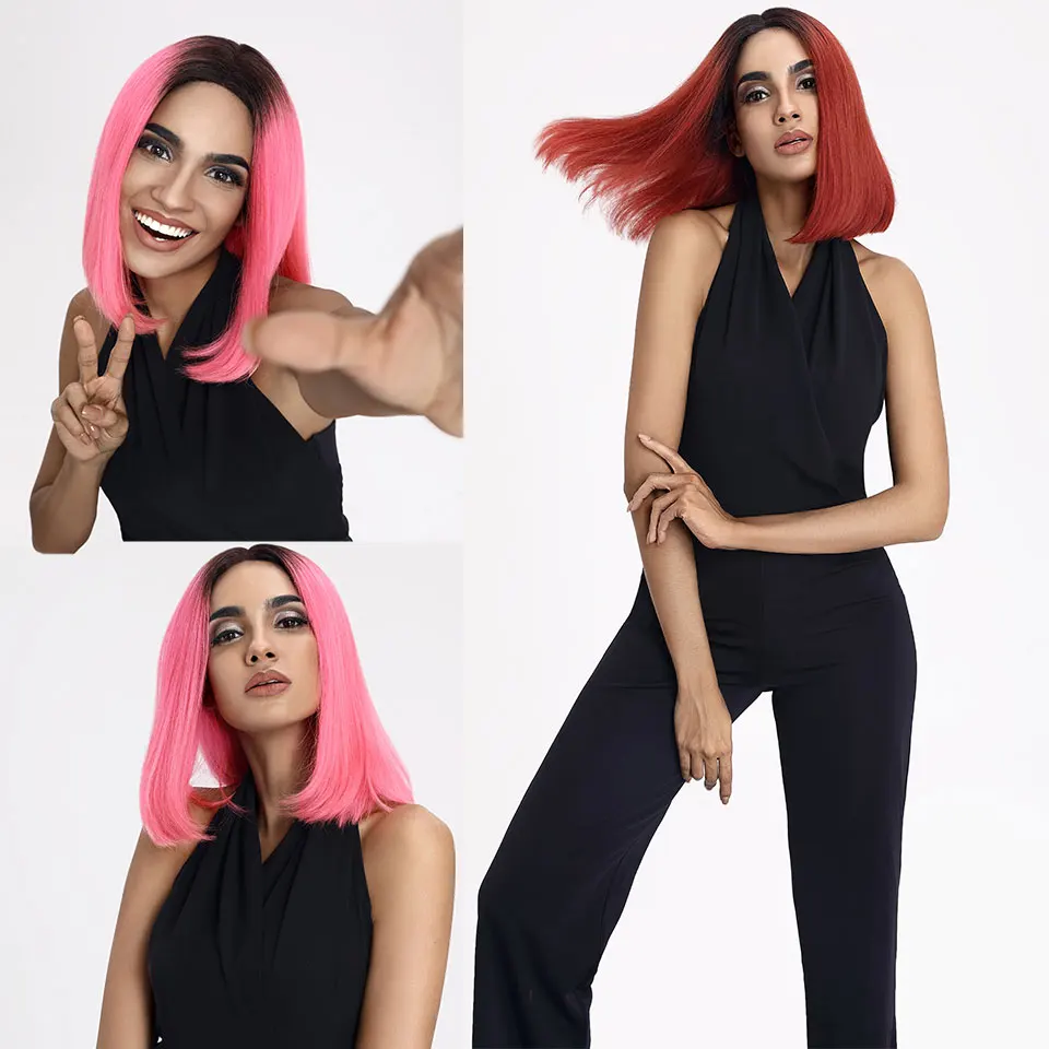 

Debut Hair Straight Wigs For Black Women Short Human Hair Lace Part Wigs Remy Ombre Bob Part Lace Wig Free Shipping