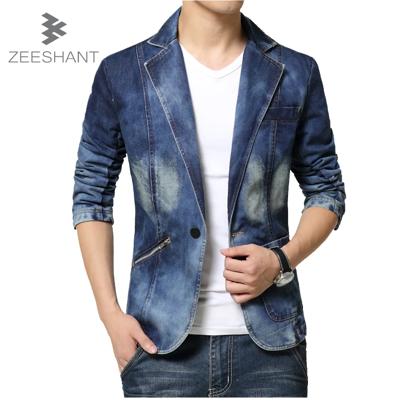 Fashion Brand Men Blazer Men Trend Jeans Suits Casual Suit Jean Jackets