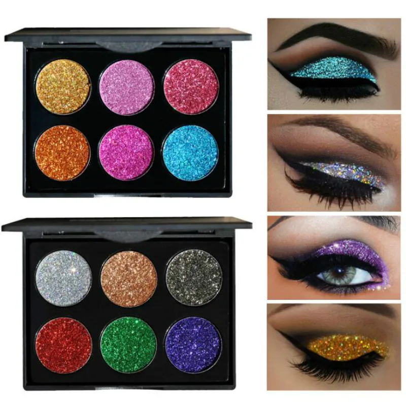 

HANDAIYAN 6 Colors Diamond Eyeshadow Pallete Glitter Maquiagem Profissional Completa Make Up Palette Cosmetics Eye Shadow