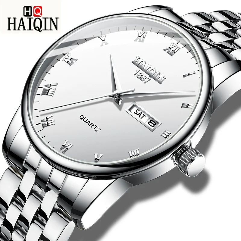 

HAIQIN Men's Watches Fashion Men's Top Brand Stainless Steel Luxury Men's Quartz Sports Waterproof Clock Gift Relogio Masculino