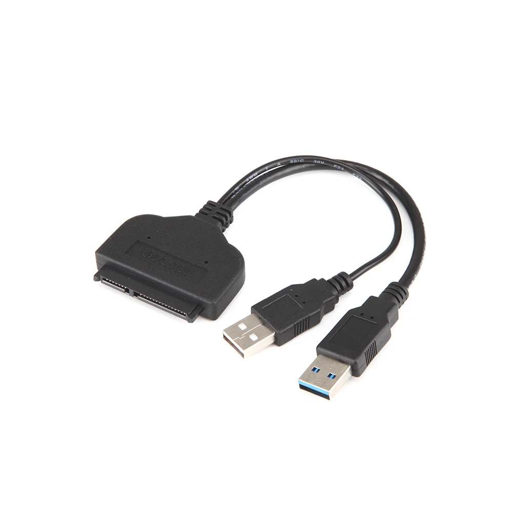 2PCS USB3.0 + USB2.0 to SATA 22Pin Cable Adapter HDD Hard Disk Driver 0